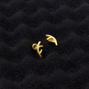 xChristmas Reindeer Antlers Earrings Holiday Reindeer Antlers Gold Stud Earrings